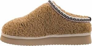 NEW CORKYS FOOTWEAR women's sleepyhead scuff slippers in tan shearling
